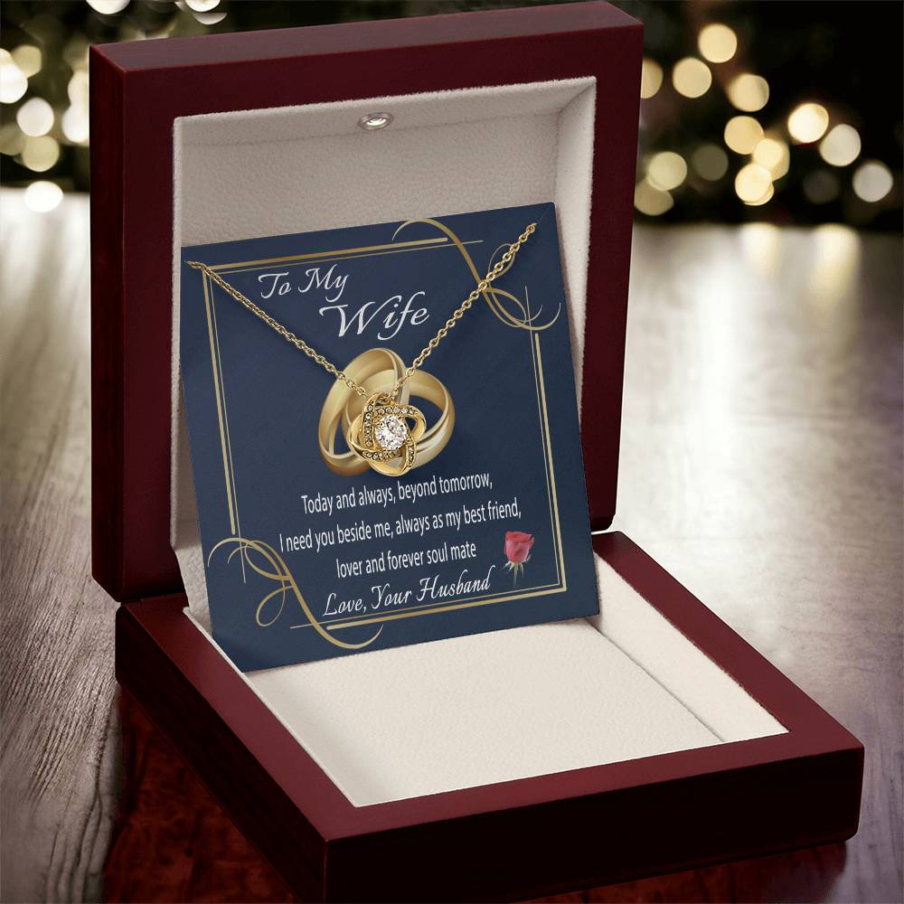 To My Wife Gift Necklace Message Card Necklace To Wife From Husband Anniversary Gift For Wife Birthday Gift Necklace Fo Love Knot Necklace