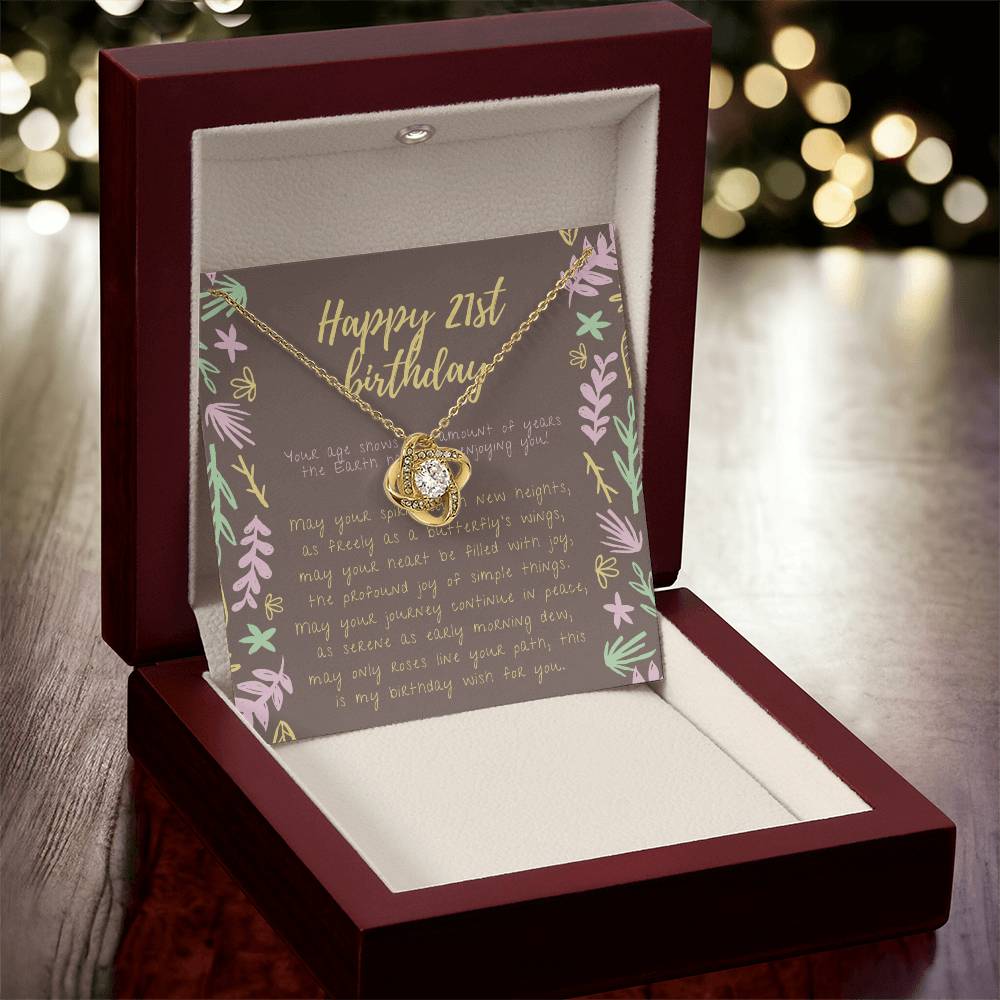 Happy 21St Birthday Necklace 21St Birthday Gift For Her 21St Birthday Gift For Women 21St Birthday Gift Necklace Happy 21St Birthday Friend 21St Birthday Gift 21 Love Knot Necklace