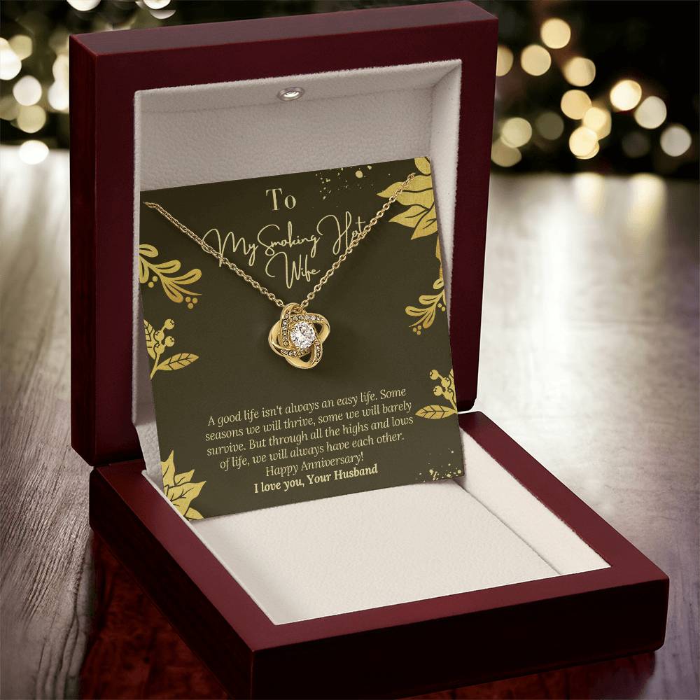Happy Anniversary To Wife With Message Card From Husband To Wife Happy Anniversary Gift Jewelry For Wife Necklace Gift Fo Love Knot Necklace