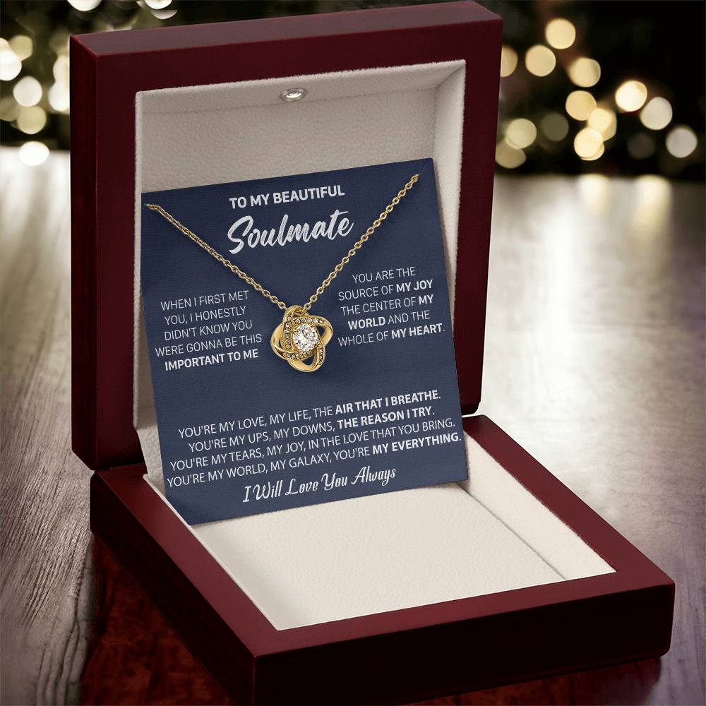 Gift For Your Soulmate - My Joy I Breath Love Knot Necklace Love Knot Necklace