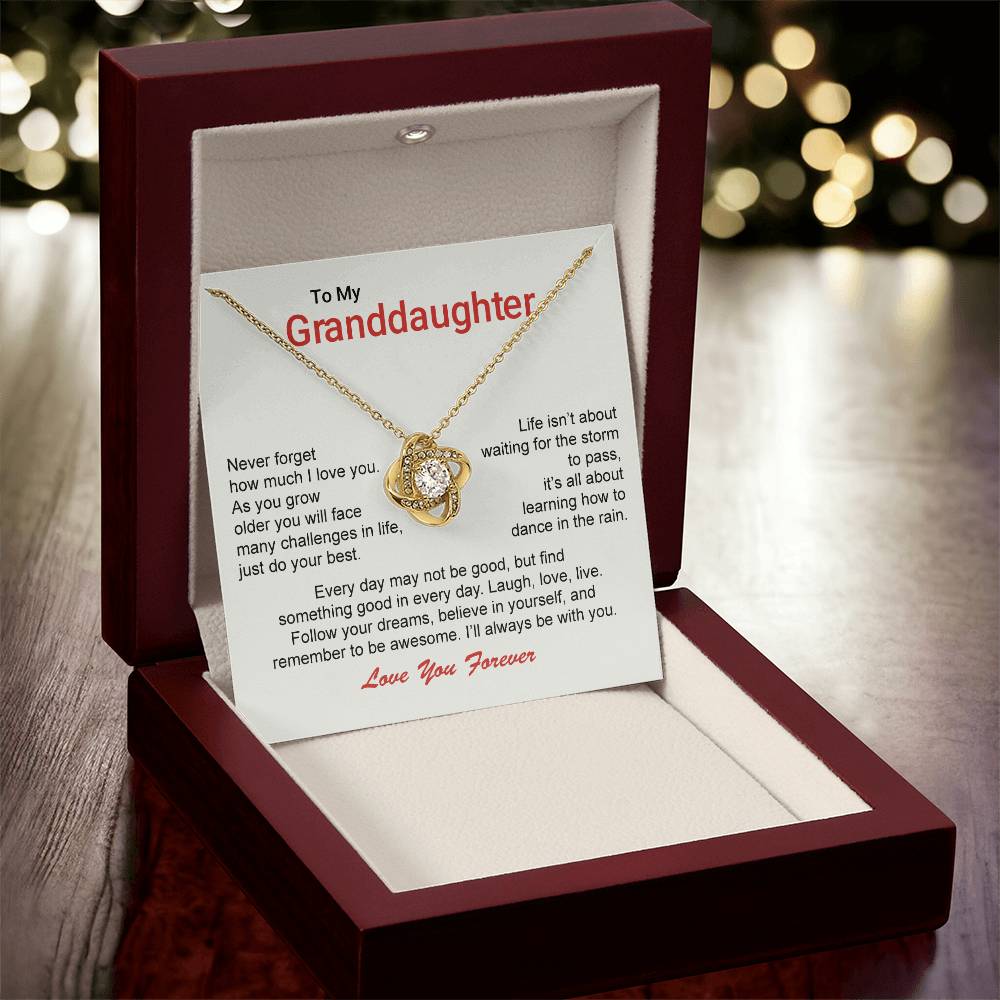 To My Granddaughter Love Knot Necklace