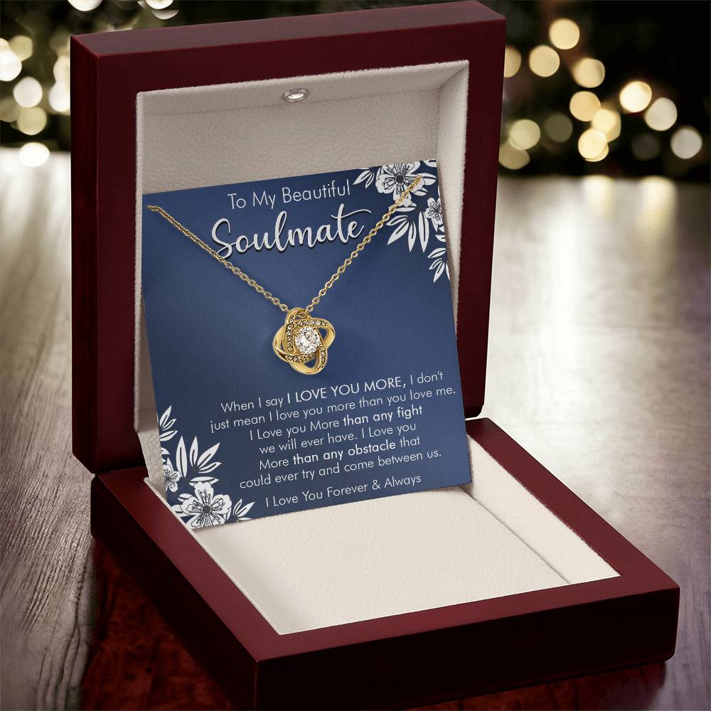 Gift For Your Soulmate Love You More Navy Flower Love Knot Necklace Love Knot Necklace