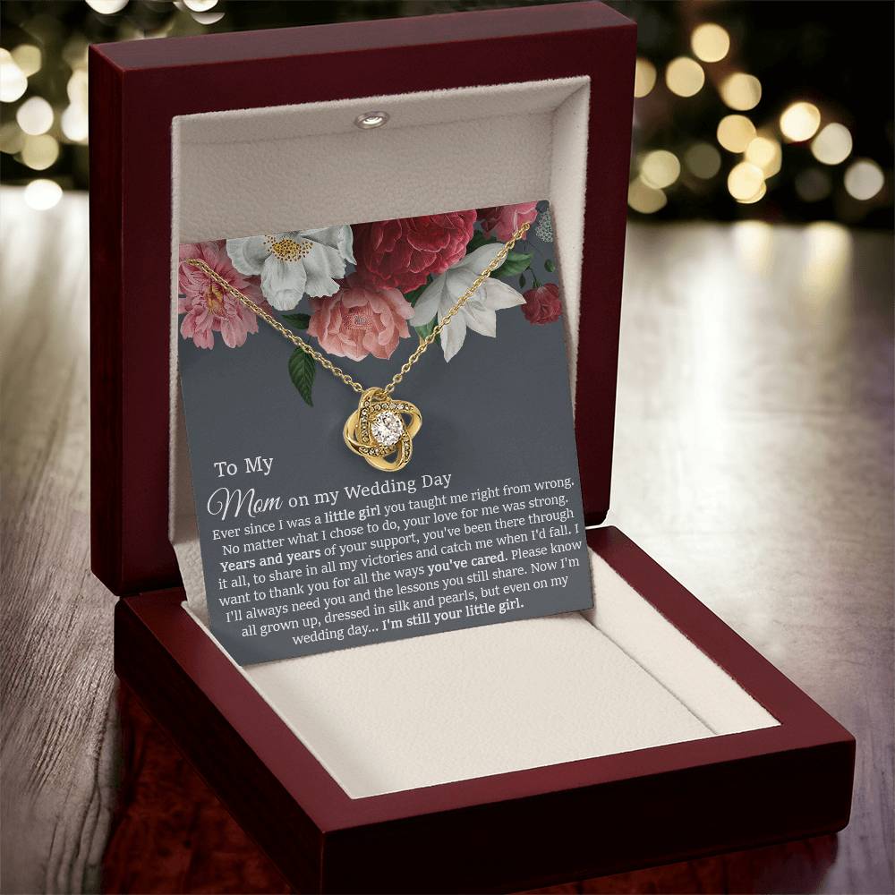 To My Mom On My Wedding Day Gift Wedding Necklace Gift For Mom From Bride Love Knot Necklace