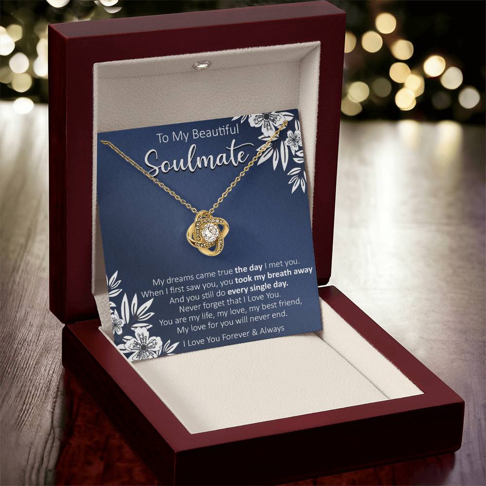 Gift For Your Soulmate - My Dreams Navy Flower Love Knot Necklace Love Knot Necklace