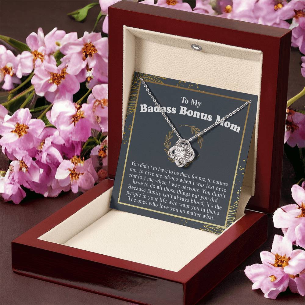 To My Badass Bonus Mom Love Knot Necklace