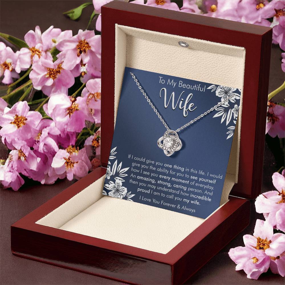 Gift For Wife I See You Everyday Navy Flower Love Knot Necklace Love Knot Necklace