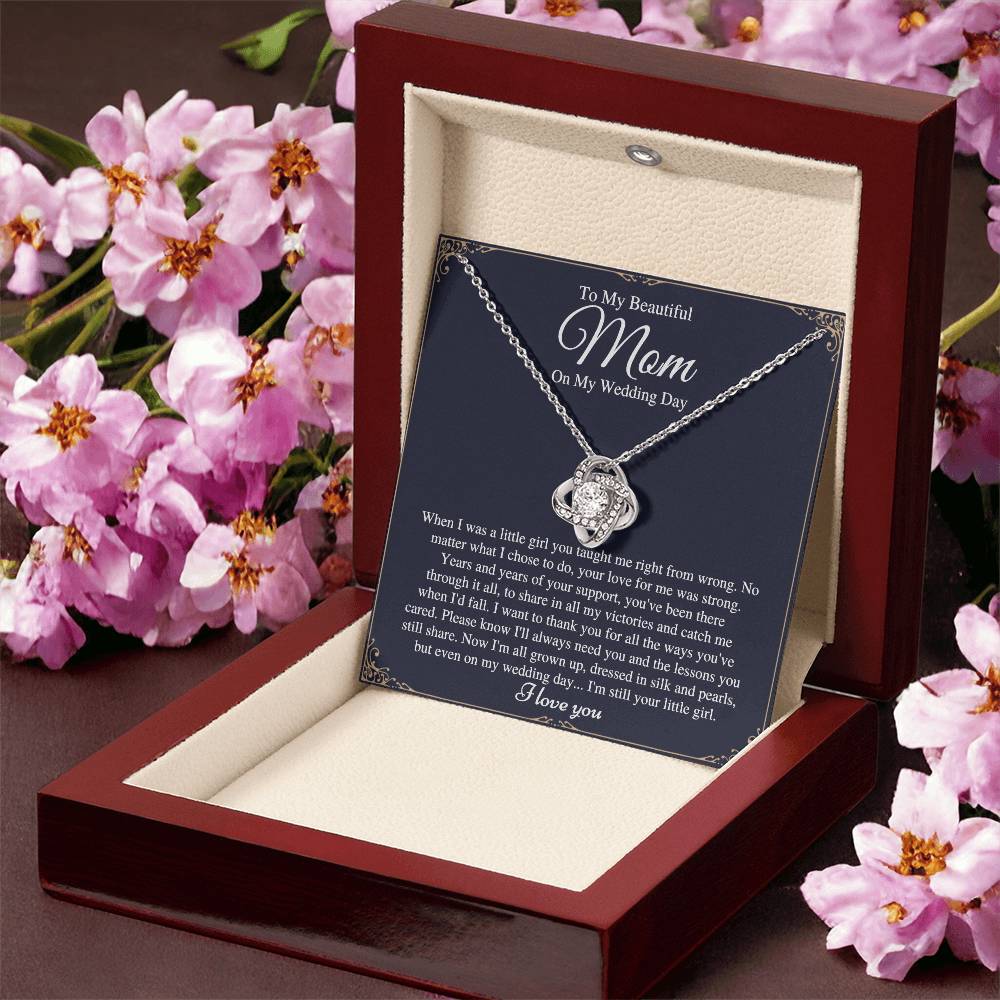 Mom On  Love Knot Necklace