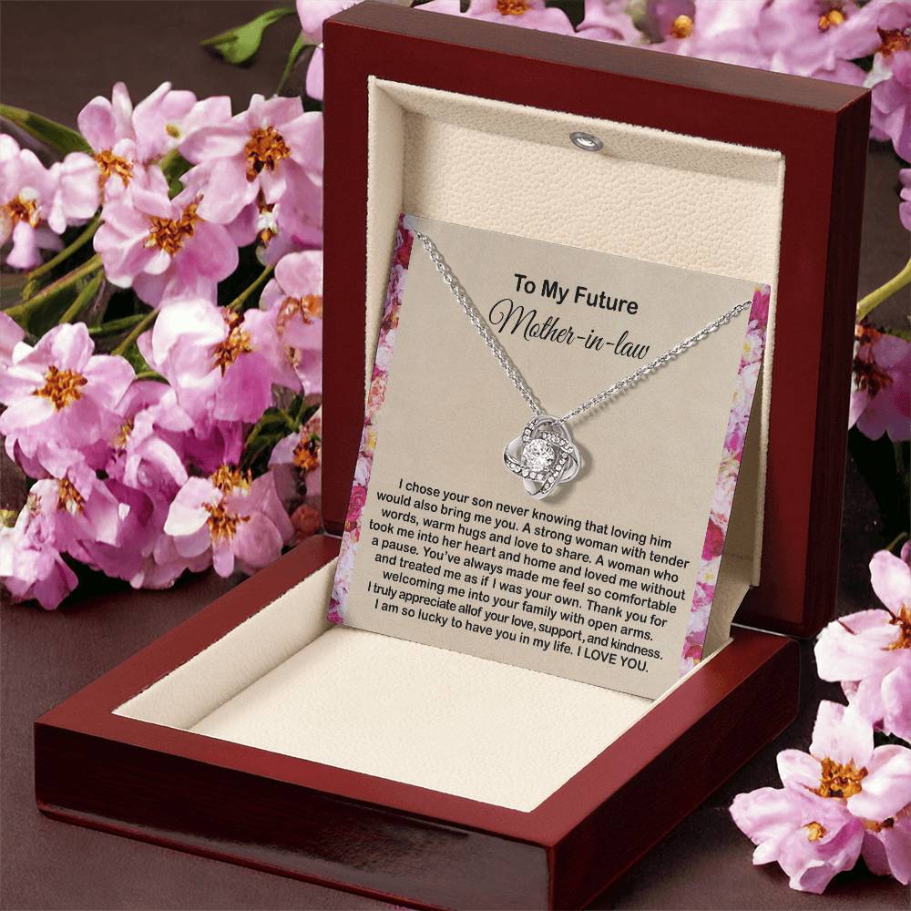 To My Mother In Law Necklace From Daughter Gift To Mother-In-Law For Christmas Birthday Mother's Day Message Card To Mom-In-Law Love Knot Necklace
