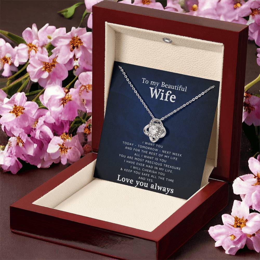To My Wife - Love You  Love Knot Necklace