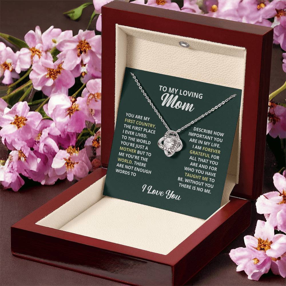 To My Loving Mom Necklace. Gift For Mom Mom Birthday Gift Mother's Day Gift Love Knot Necklace