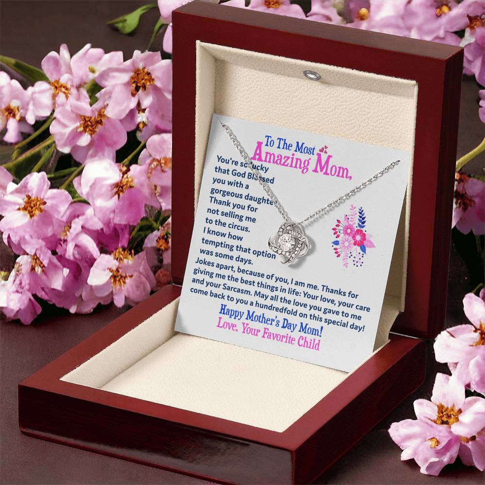 Gift For Amazing Mom Love Knot Necklace