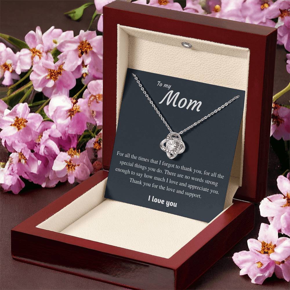 To My Mom - Thank You 1 Love Knot Necklace
