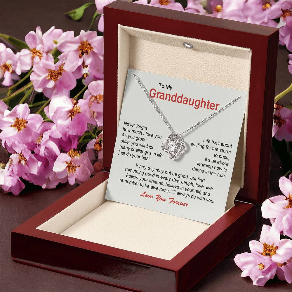 To My Granddaughter Love Knot Necklace