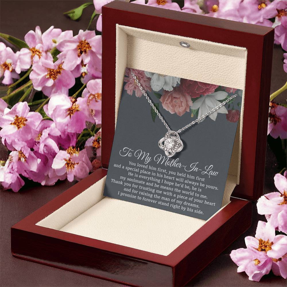 To My Mother-In-Law Necklace Mother Of The Groom Gift Mother In Law Gift From Bride Love Knot Necklace