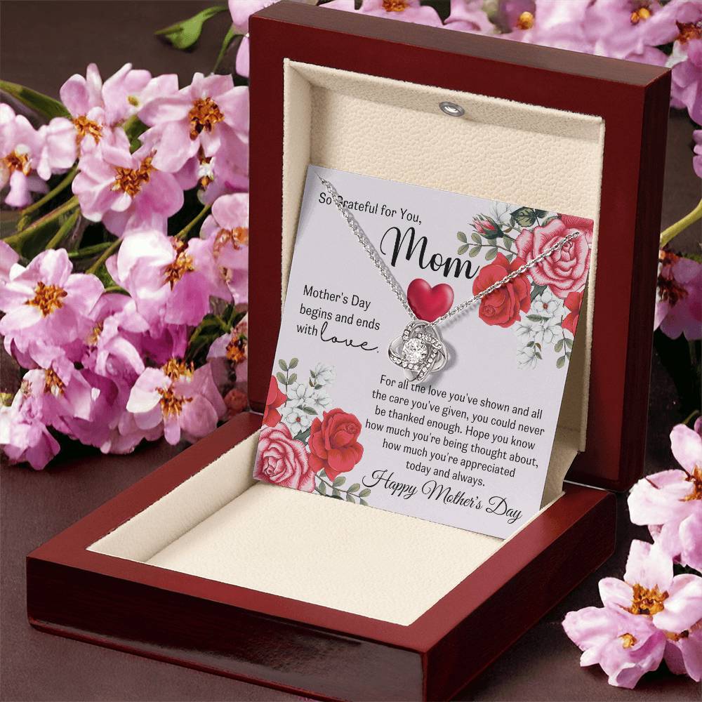 So Grateful For Your Love Mother's Day Gift For Mom Love Knot Necklace