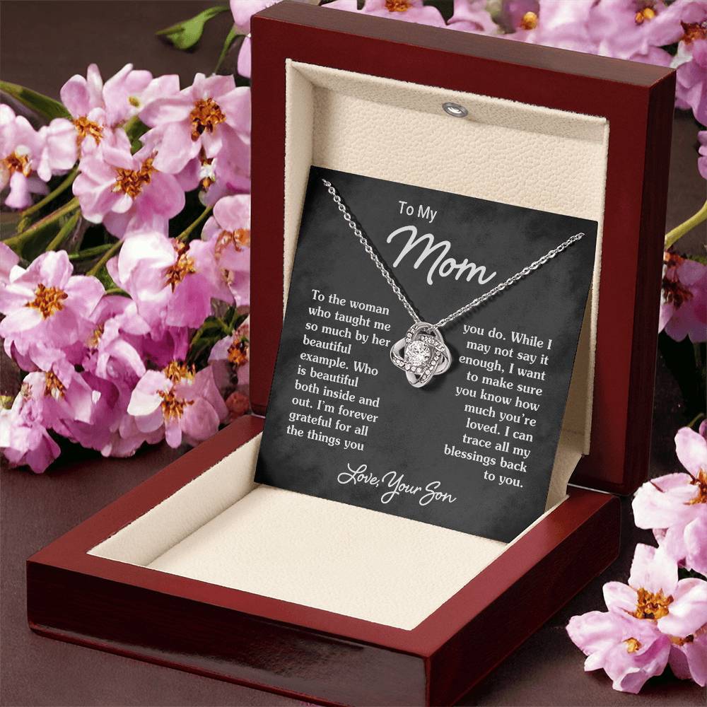 To My Mom - Heart Melt Message Love Knot Necklace 1 Love Knot Necklace