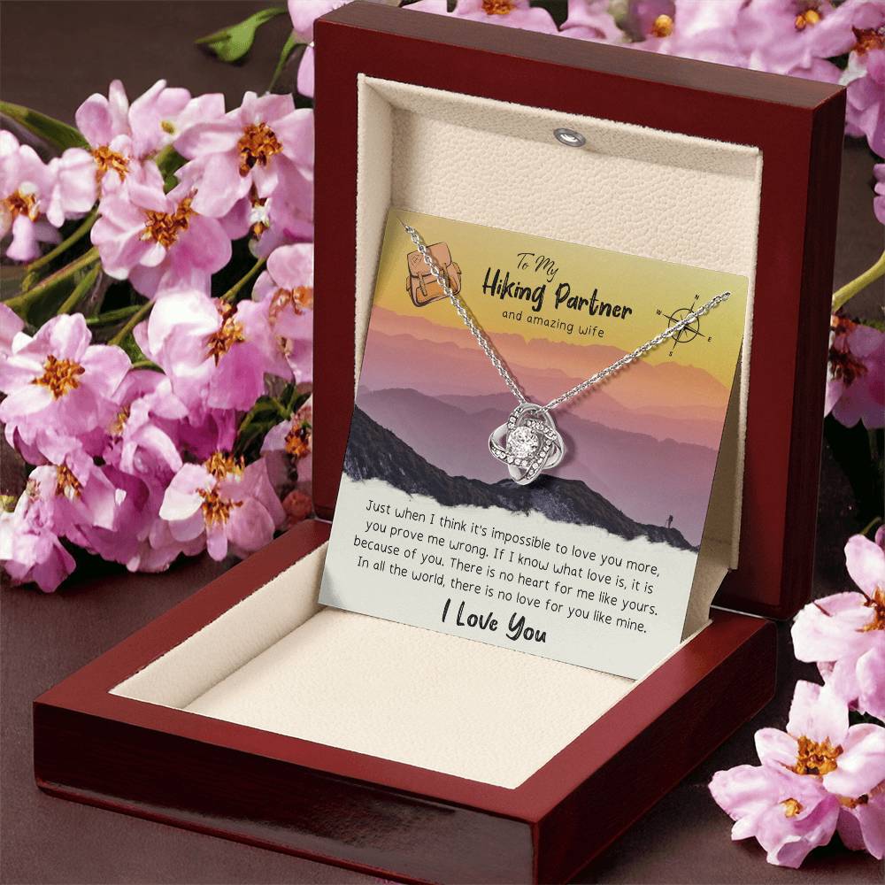 To My Wife Gift Necklace To My Hiking Partner And Amazing Wife Anniversary Gift For Wife Birthday Gift To Wife From H Love Knot Necklace