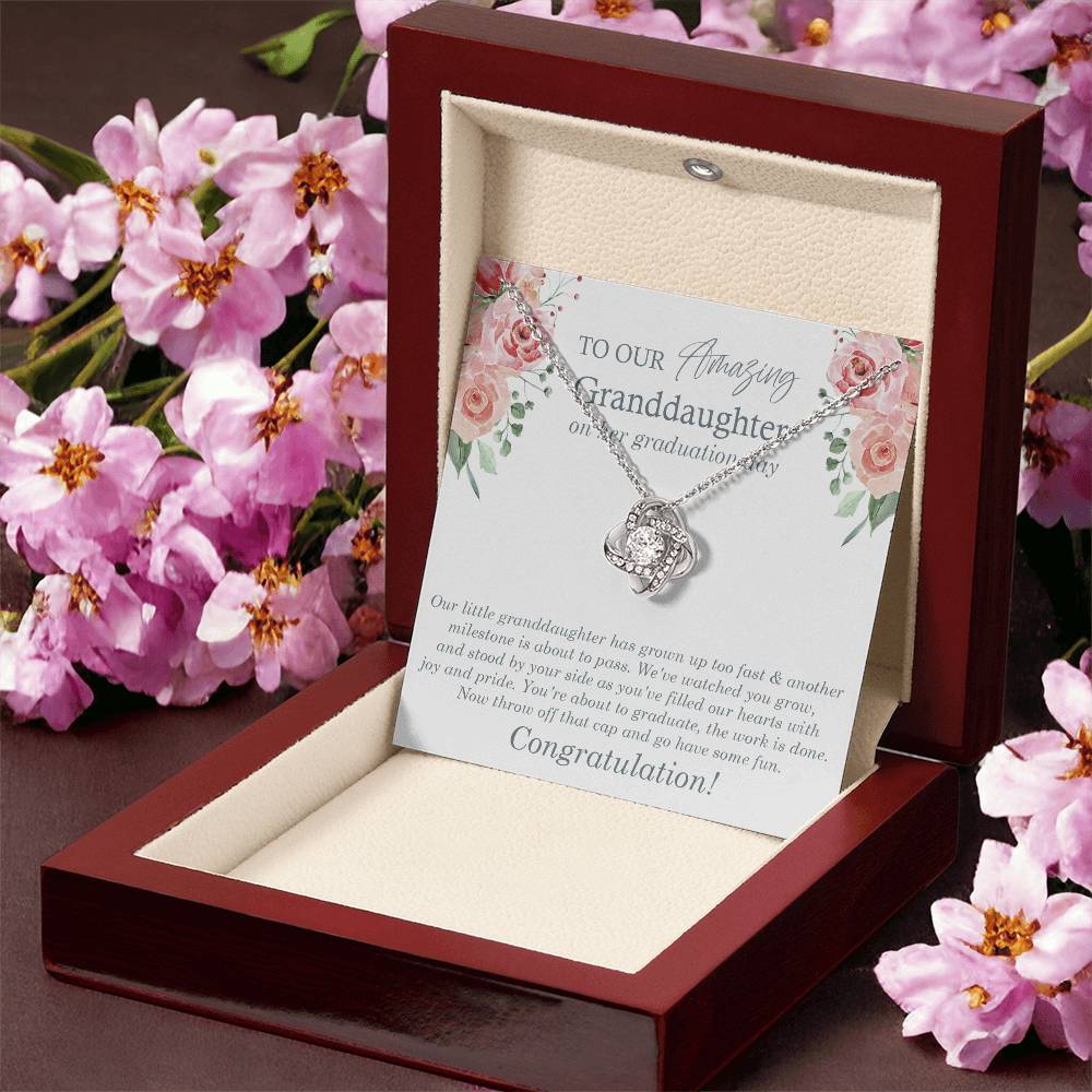 To Our Amazing Granddaughter Congrats On Her Graduation Graduation Gift Gift From Grandma & Grandpa For Granddaughter Love Knot Necklace