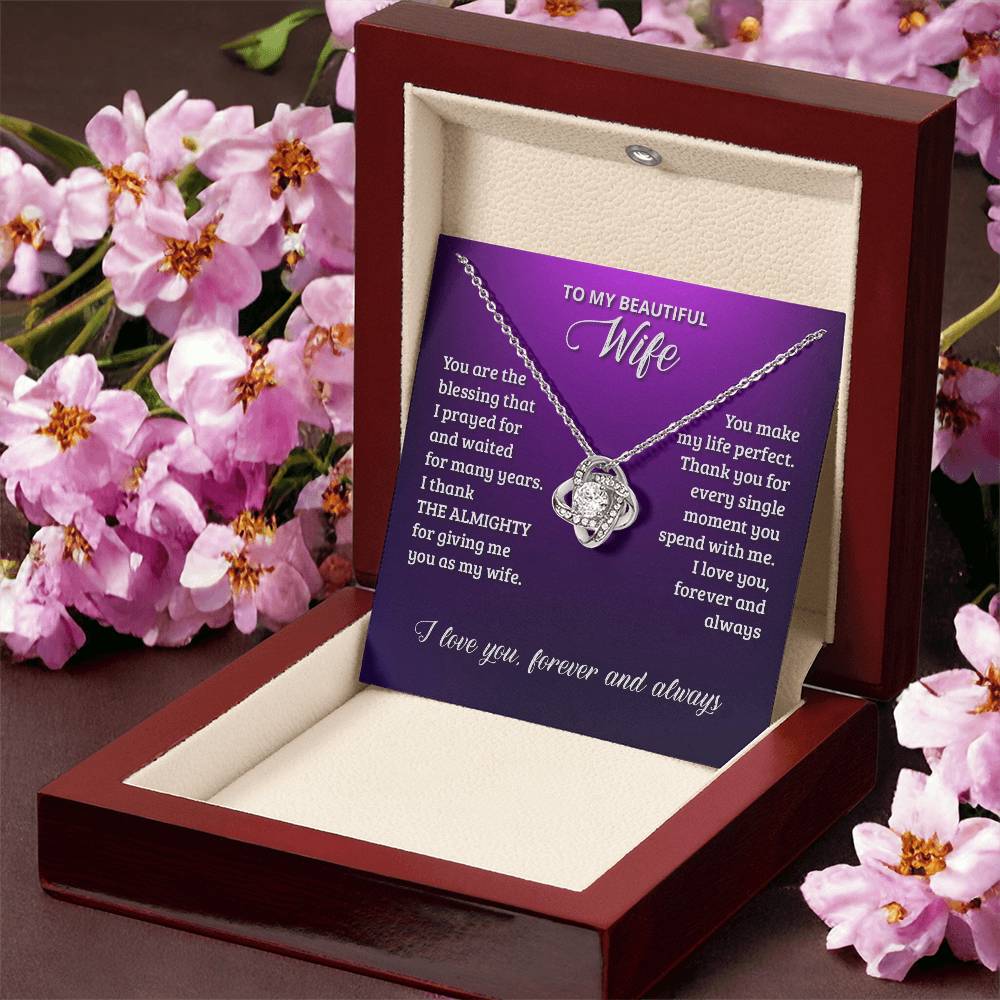 Love Knot Necklace - To My Beautiful Wife Love Knot Necklace