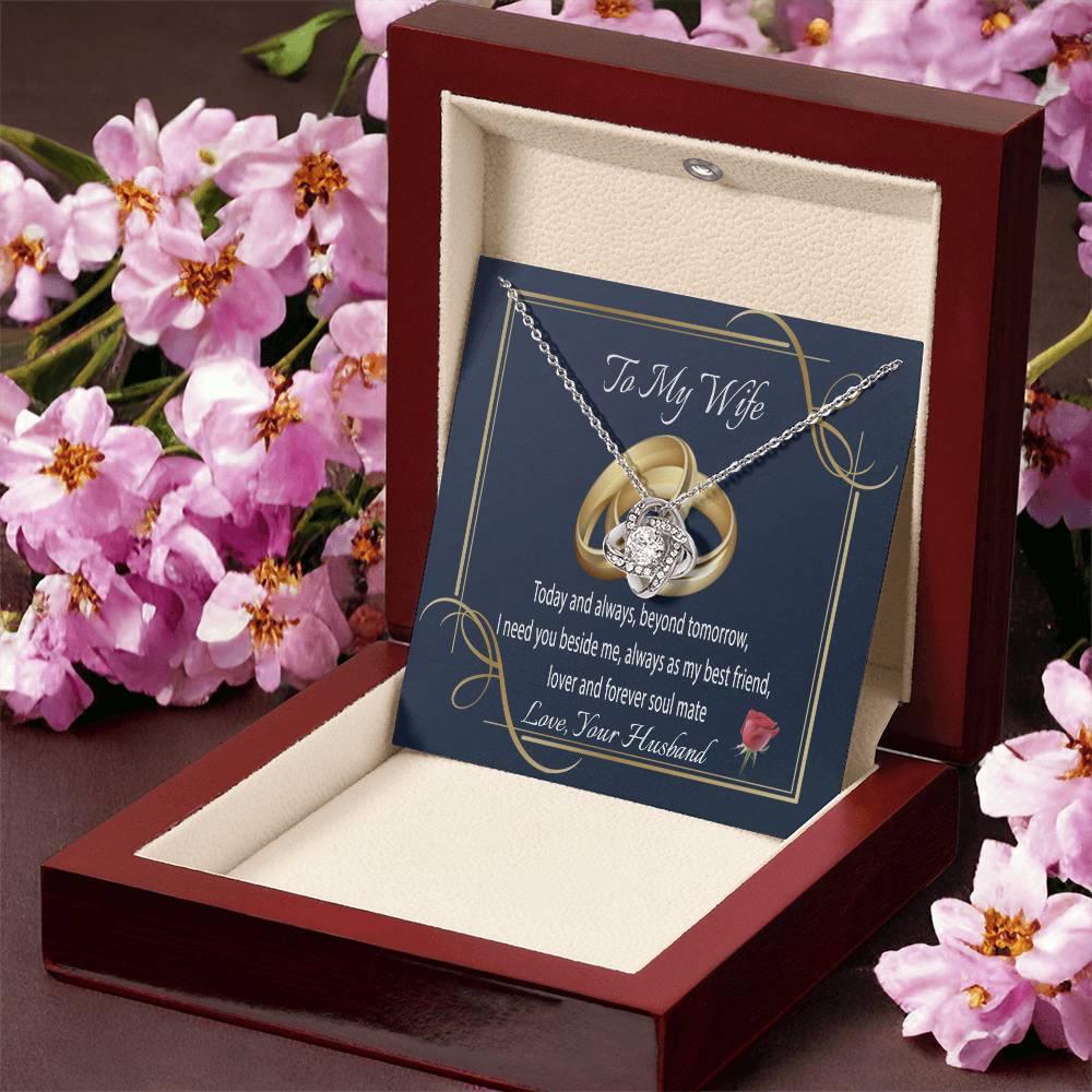 To My Wife Gift Necklace Message Card Necklace For Wife Gift Necklace To Wife From Husband Wife Anniversary Gift Wife Birthday Gift Ne Love Knot Necklace