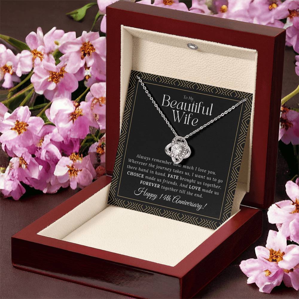 14 Year Anniversary Gift For Wife  14 Year Anniversary Gifts 14 Year Wedding Anniversary Gift Ideas 14Th Wedding Anniversary Gift F Love Knot Necklace
