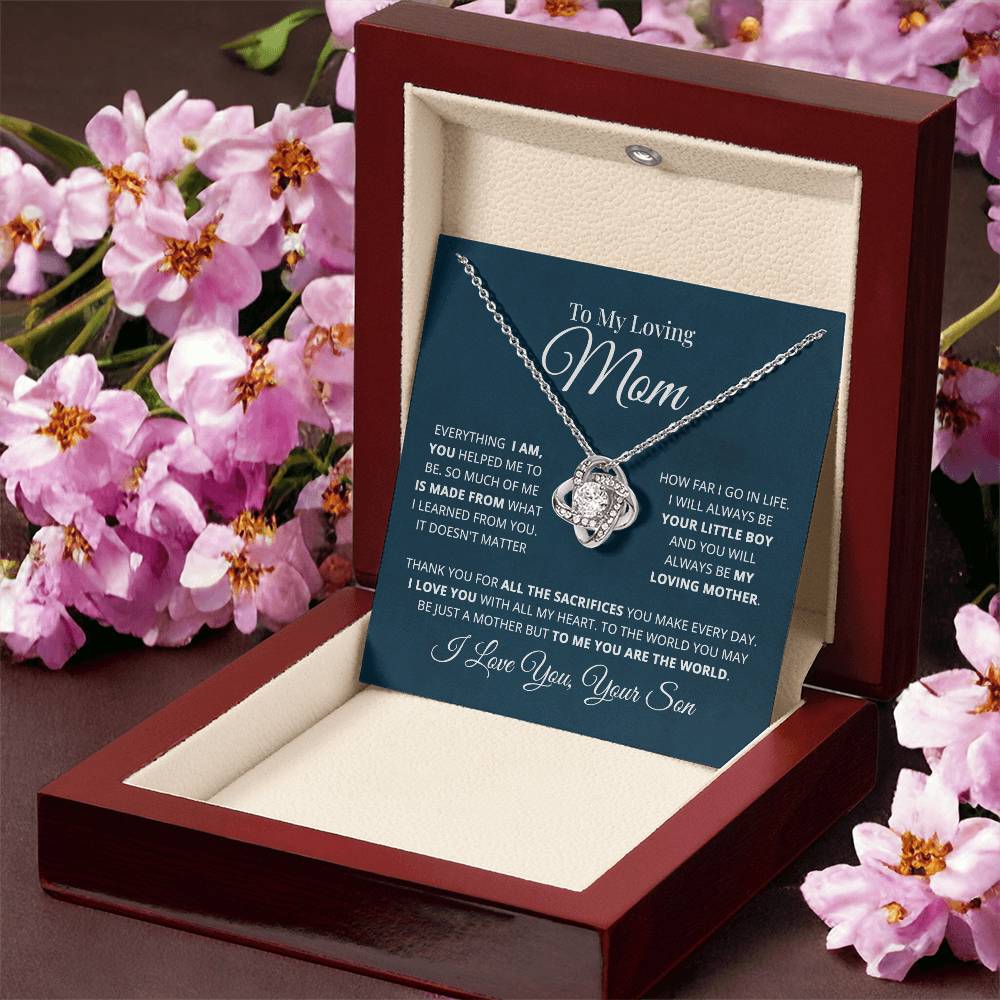 To My Loving Mom Necklace Gift For Mom From Son Mother's Day Gift Mom Birthday P Love Knot Necklace