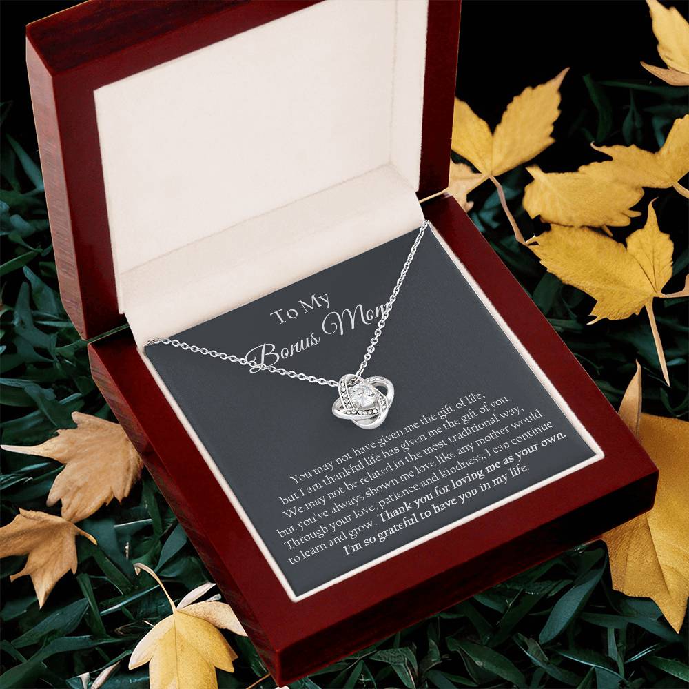 To My Bonus Mom Mother's Day Gift For Stepmom Stepmom Birthday Gift Step Mother Gift From Bride Love Knot Necklace