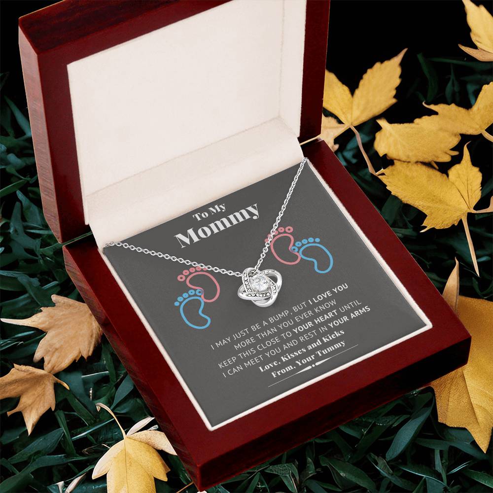 To My Mommy Baby Feet Heart First Time Mom Mom To Be Baby Shower Gift Expecting Mother Pendant Necklace Gift Set New Mom Gender  Love Knot Necklace