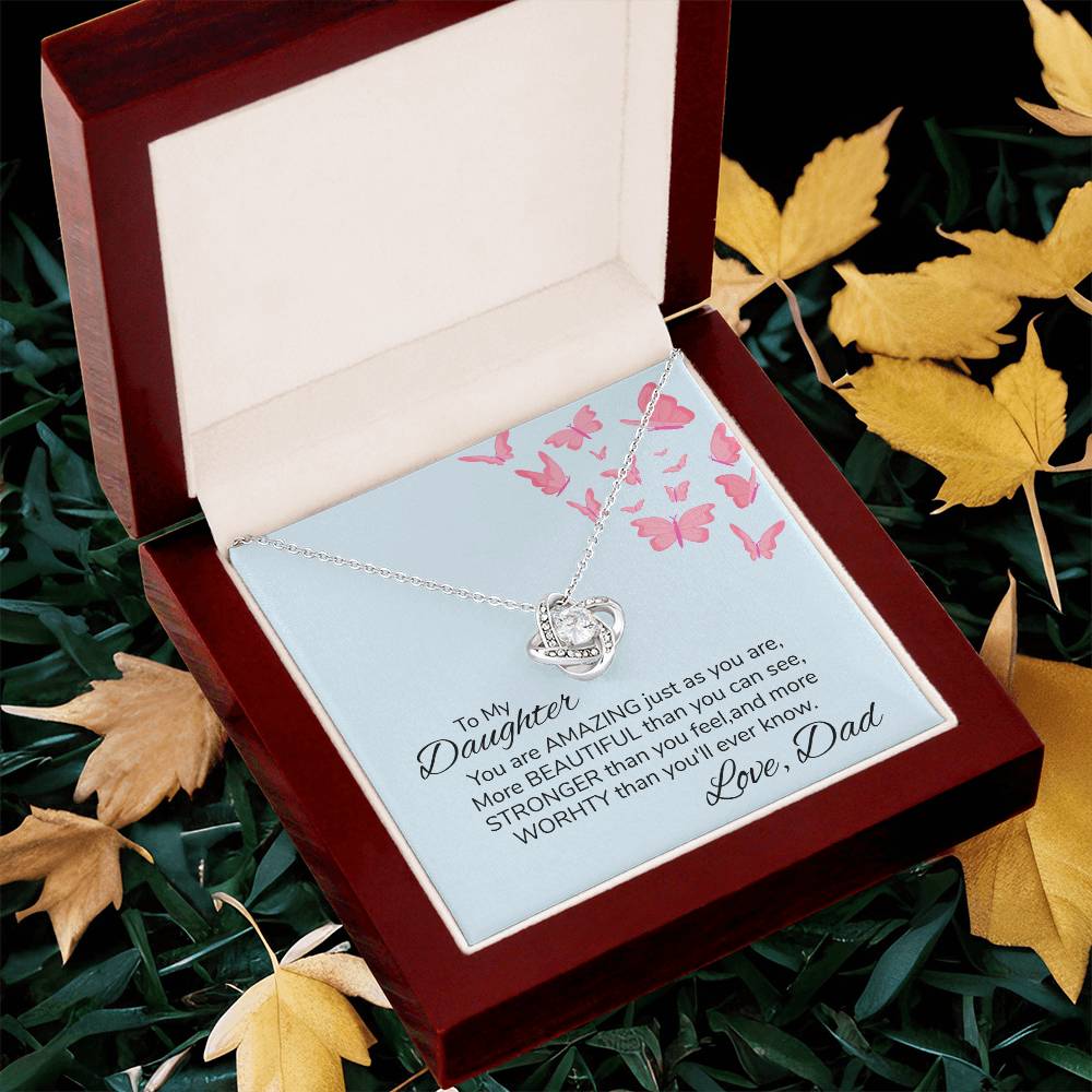 To My Daughter Necklace Gift From Dad Mothers Day Gift For Daughter From Father Sentimental Jewelry Gifts For Dad Love Knot Necklace