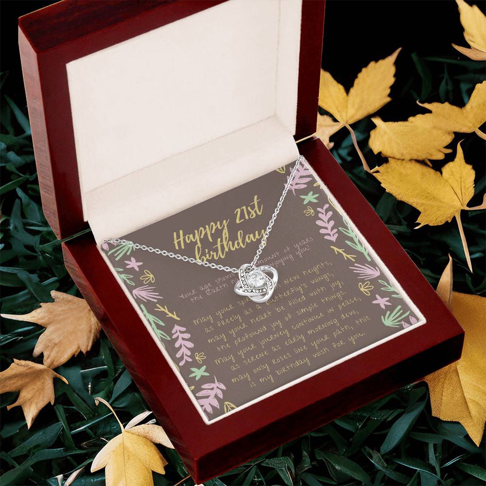 Happy 21St Birthday Necklace 21St Birthday Gift For Her 21St Birthday Gift For Women 21St Birthday Gift Necklace Happy 21St Birthday Friend 21St Birthday Gift 21 Love Knot Necklace