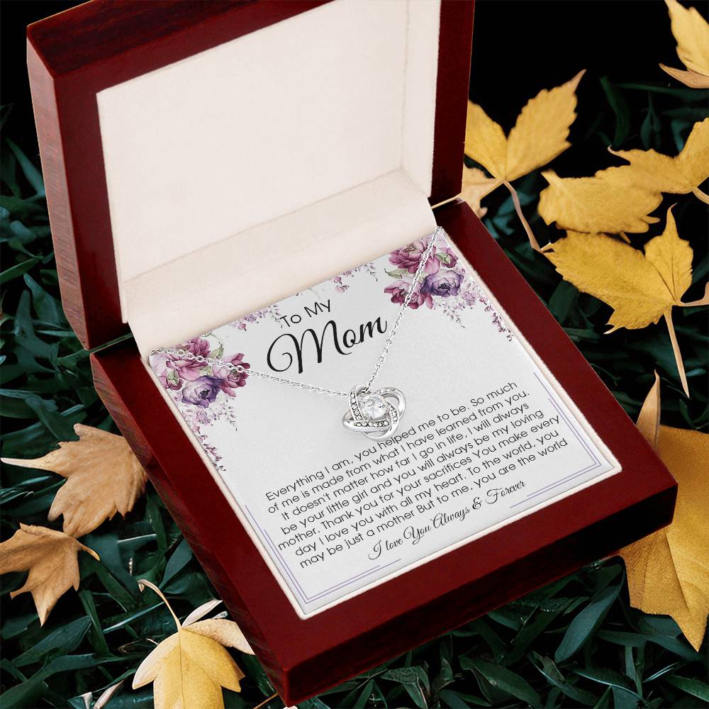 Gift For Mom From Daughter Or Son To My Mom Necklace Mother's Day Gift Mom Birthday Unique Message Card Gift Love Knot Necklace