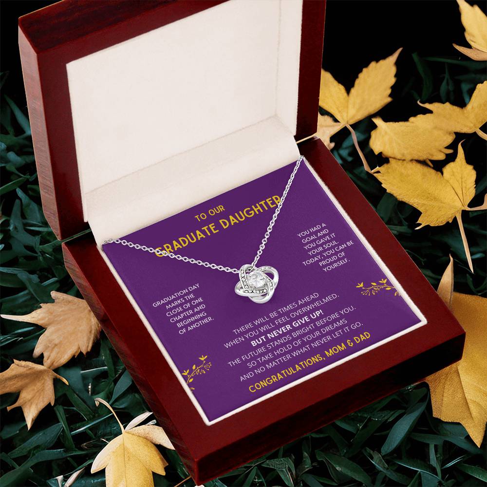 The Future Stands Bright Before You! Graduate Daughter - Necklace College Graduation Gift For Her High School Sen Love Knot Necklace