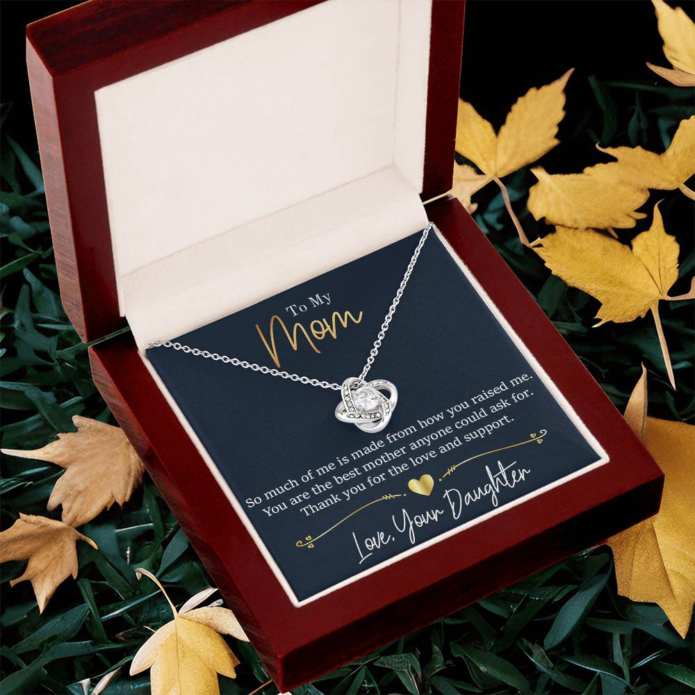 Mom - Thank You - Daughter Love Knot Necklace