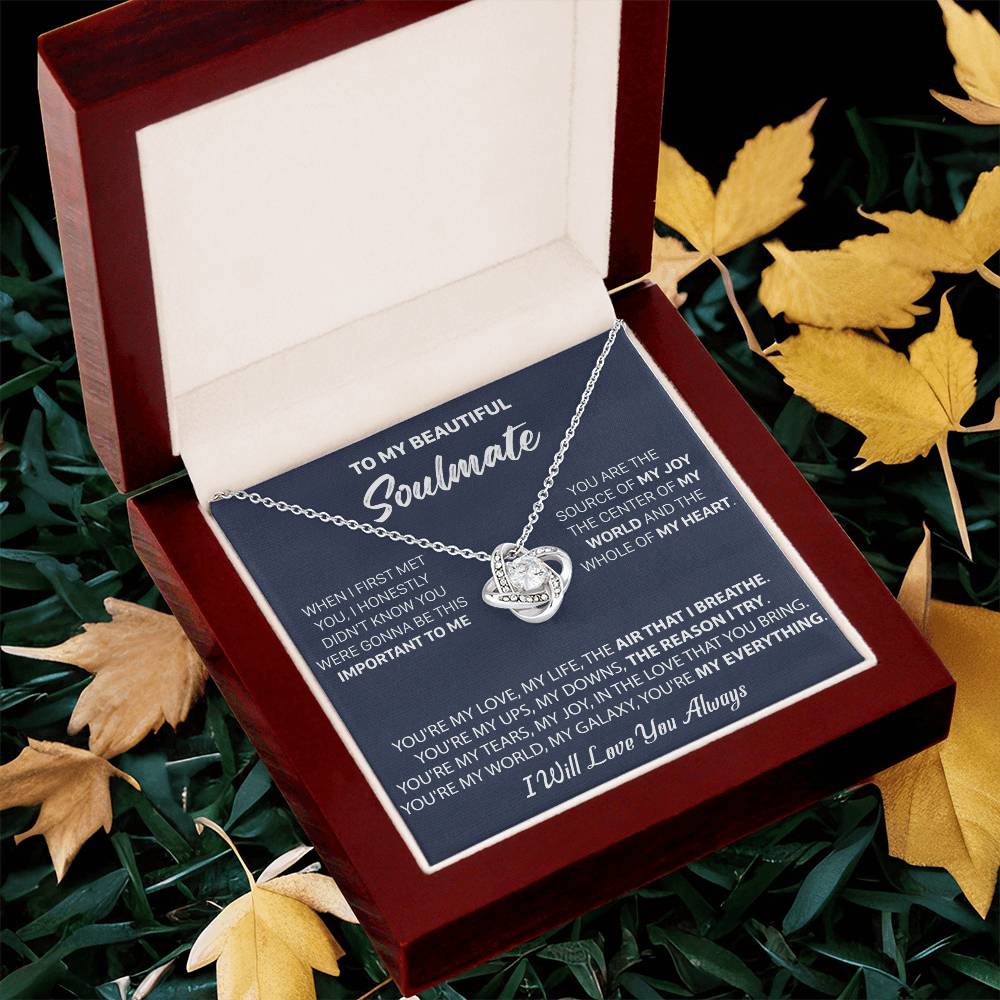 Gift For Your Soulmate - My Joy I Breath Love Knot Necklace Love Knot Necklace