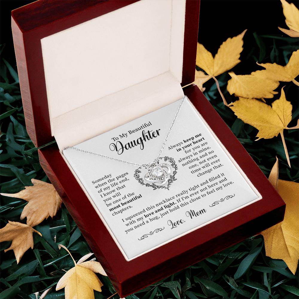 To My Beautiful Daughter - Keep Me In Your Heart - Love Knot Necklace Love Knot Necklace