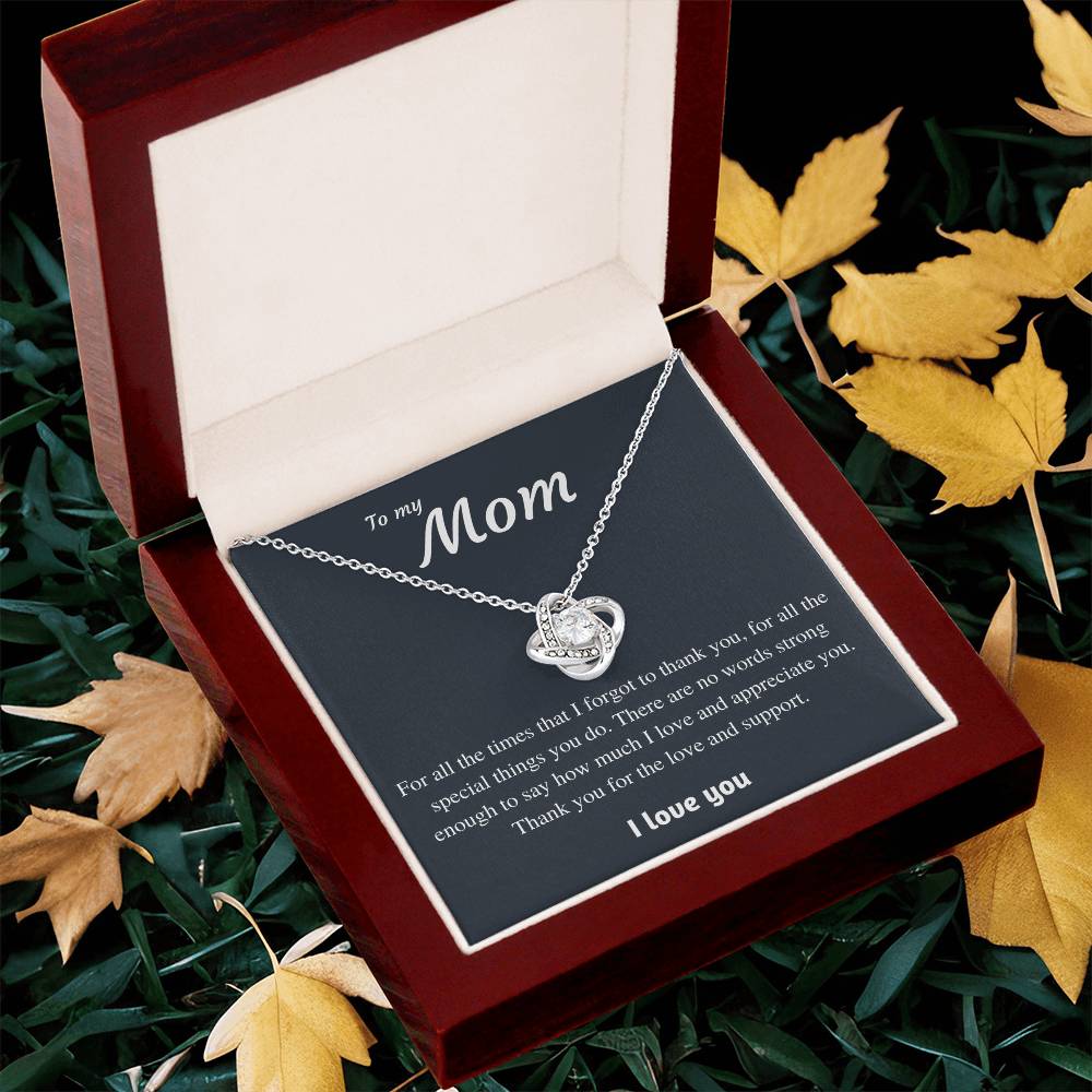 To My Mom - Thank You 1 Love Knot Necklace