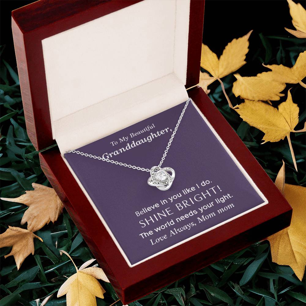 To My Beautiful Granddaughter Love Knot Necklace