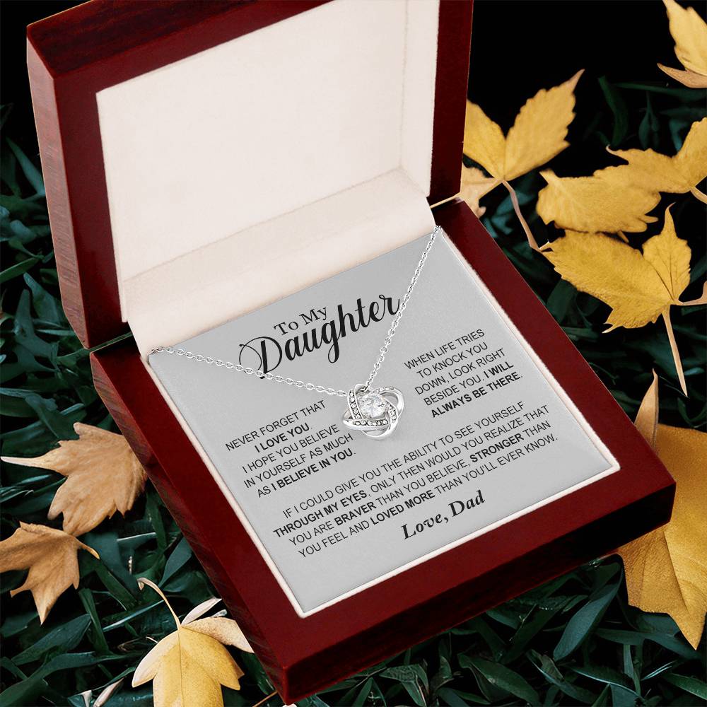 Daughter - Loved More Than You'll Ever Know - Ne Love Knot Necklace
