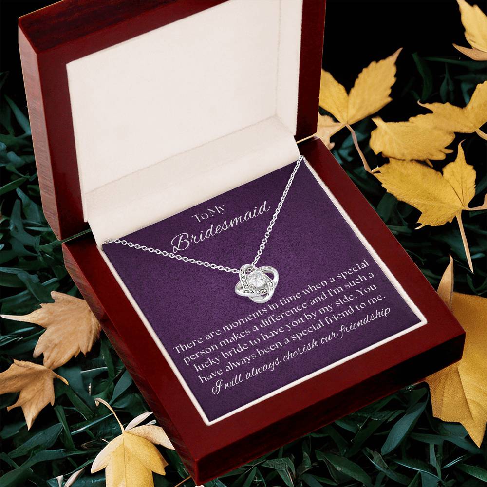 Bridesmaid For A Day Friends For Life(2) Love Knot Necklace
