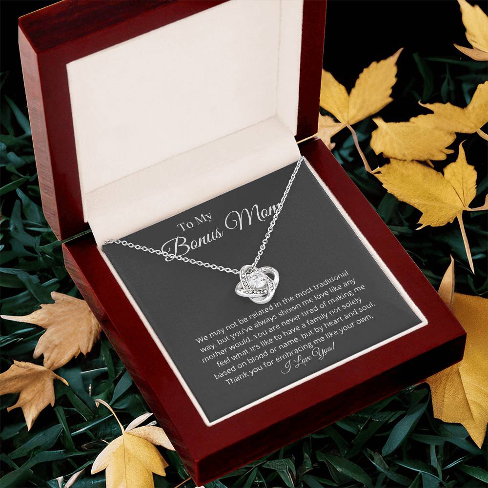 Bonus Mom Thank You Love Knot Necklace