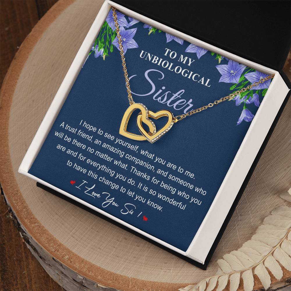 Collection Unbiological Sister - Love You Sis ! Interlocking Hearts Necklace
