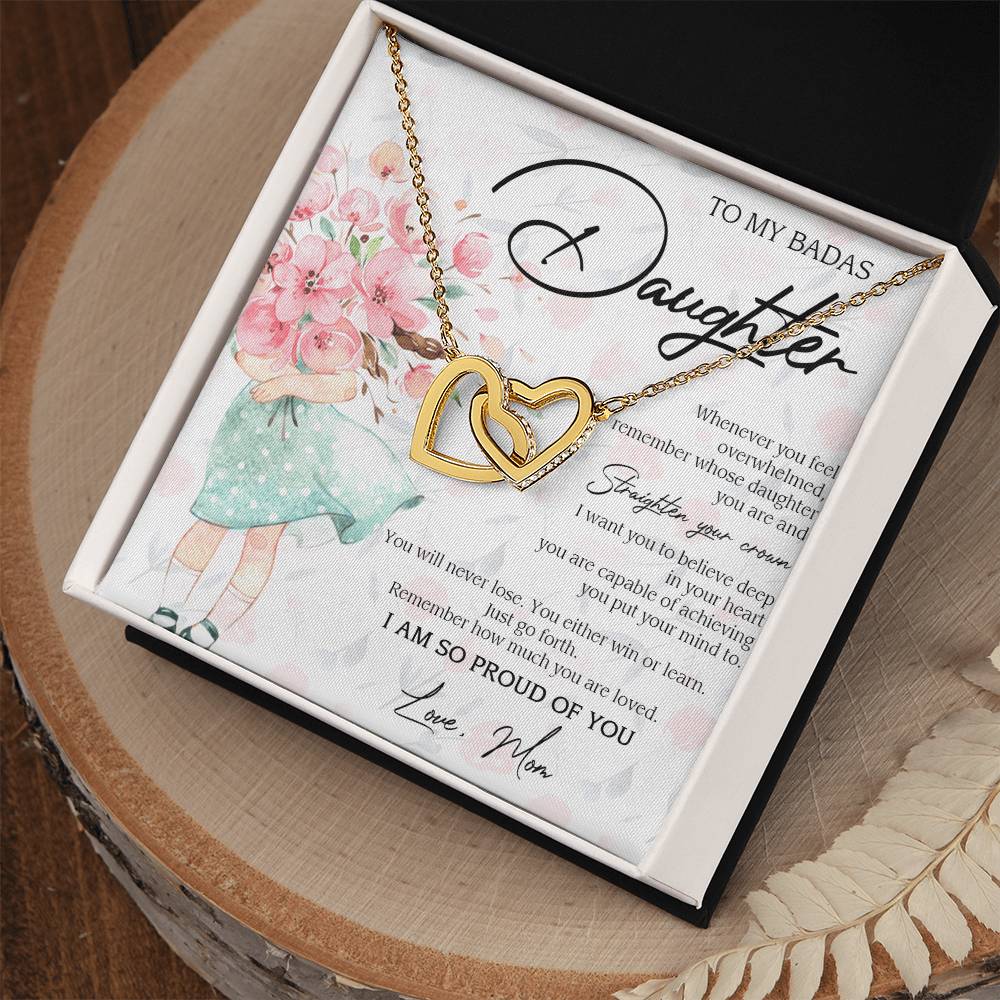 To My Badass Daughter Necklace From Mom Badass Daughter Jewelry Daughter Necklace From Mom Daughter Necklace Personalized Daughter Necklace Interlocking Hearts Necklace