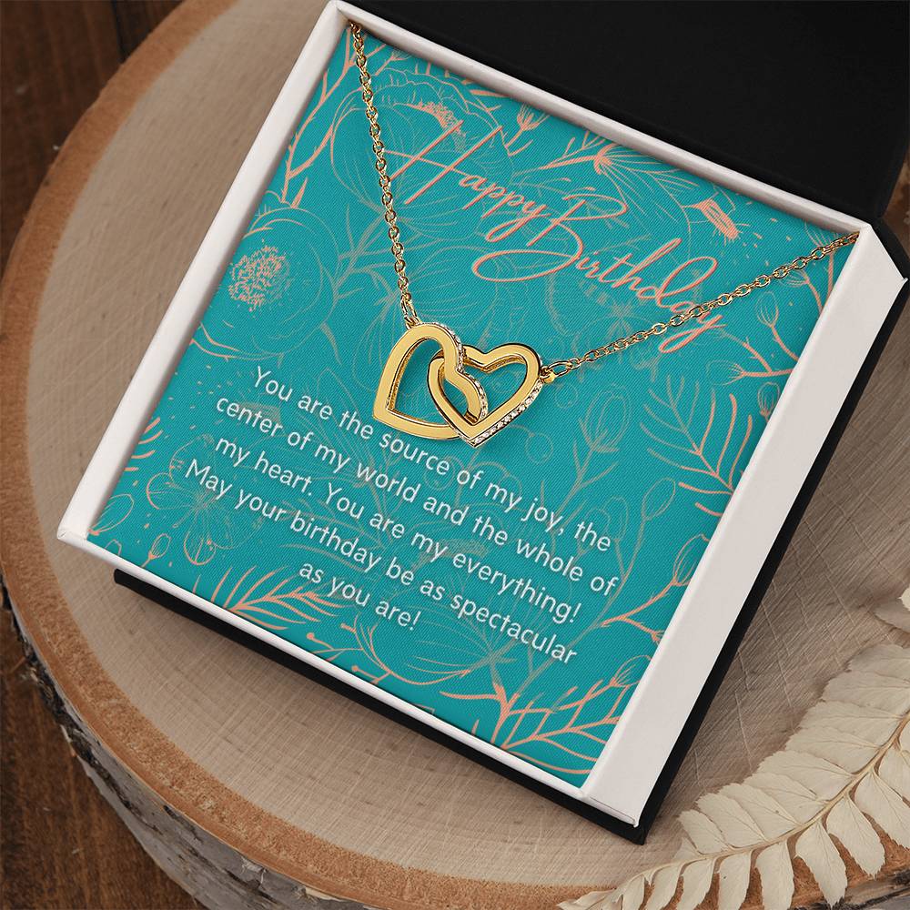 To My Daughter Happy Birthday - Connected Hearts Interlocking Hearts Necklace