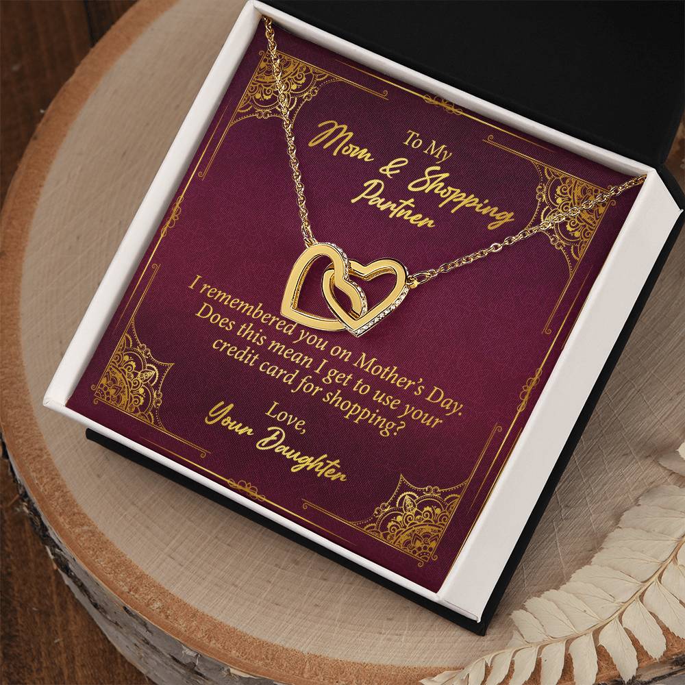 To My Mom And Shopping Partner Interlocking Hearts Necklace