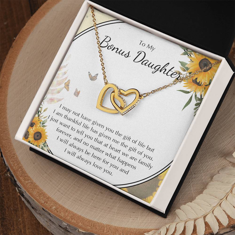 To My Bonus Daughter Necklace Stepdaughter Jewelry Stepdaughter Birthday Gift Interlocking Hearts Necklace