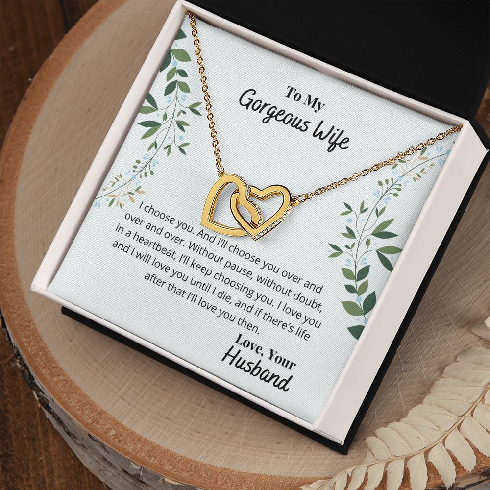 To My Wife - I'Ll Always Love You Necklace Interlocking Hearts Necklace