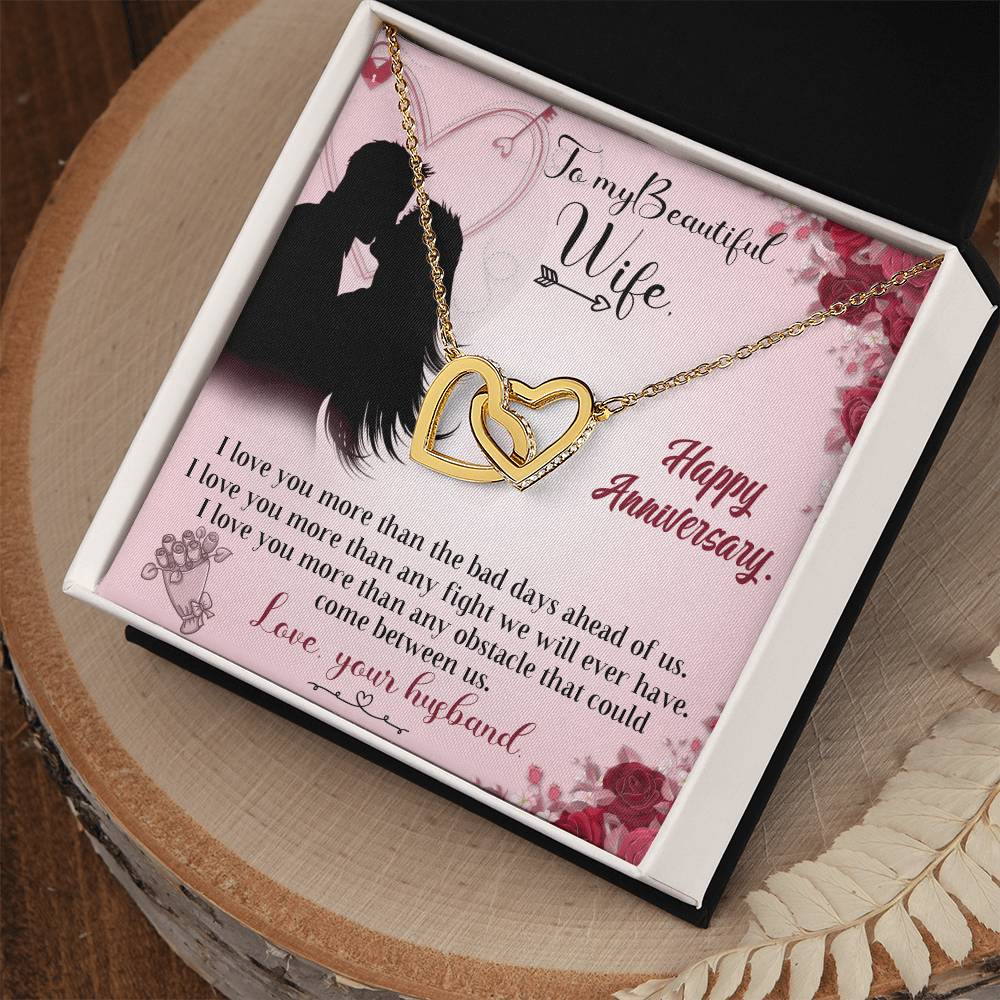 For My Loving Wife. Interlocking Hearts Necklace