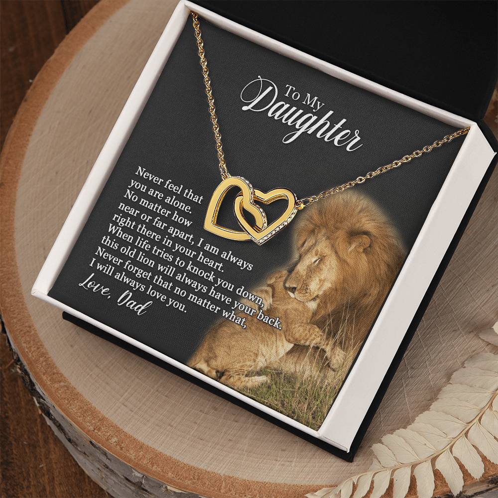To My Daughter - I Will Always Love You - Necklace Mb Interlocking Hearts Necklace
