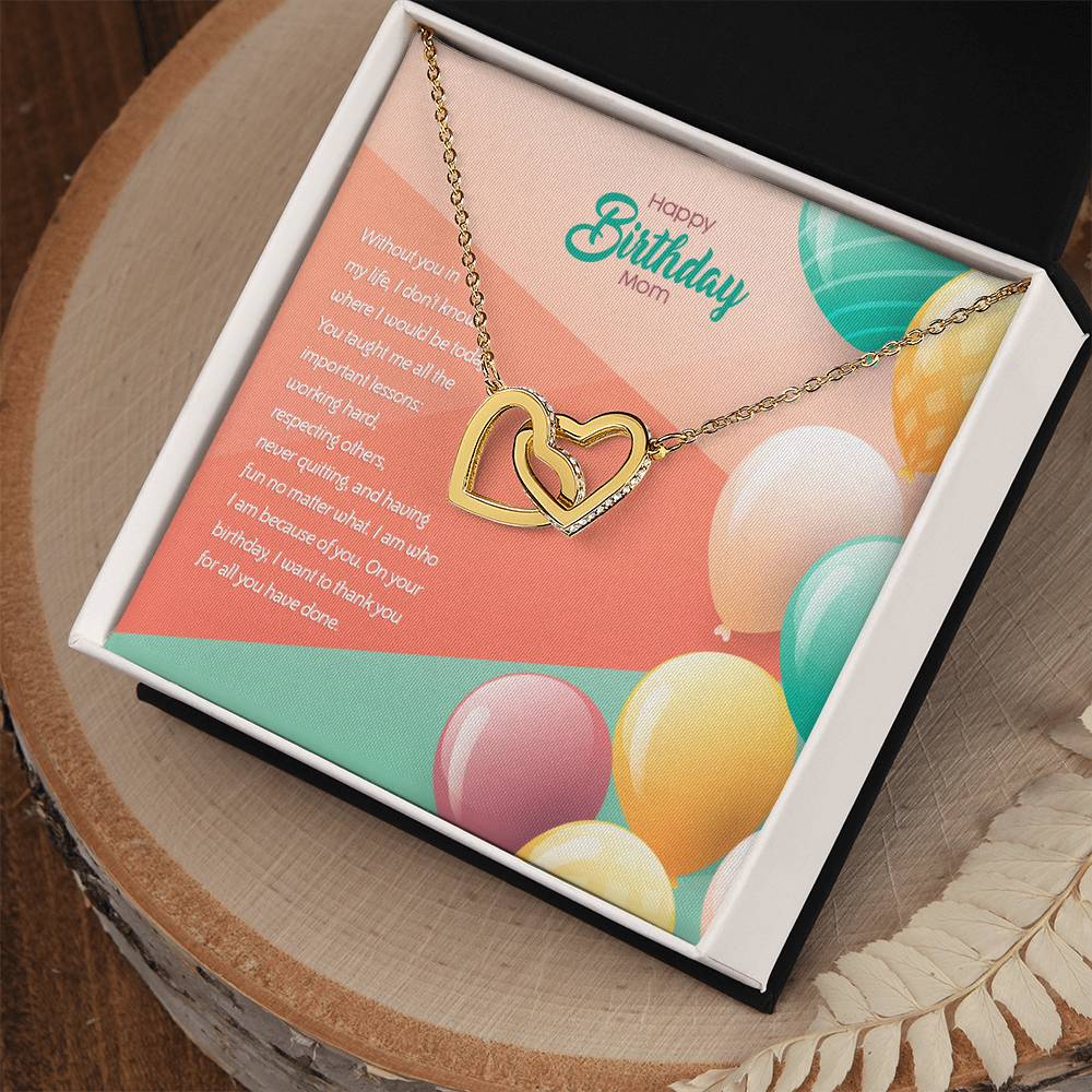 Birthday Edition Thank You Mom! For All You'Ve Done - Interlocking Hearts Necklace