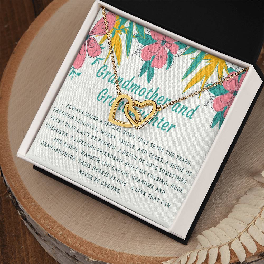Grandmother & Granddaughter Necklace Grandma Gift Granddaughter Gift Jewelry For Family Birthday Gift Interlocking Hearts Necklace